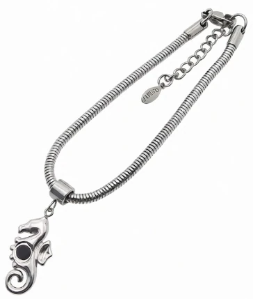 Pulsera de acero quirurgico con dije caballito de mar 18cm + 4cm